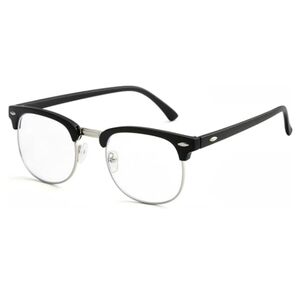 Blue Light Blocking Semi Rimless Non-Prescription Eyeglasses Matte Black